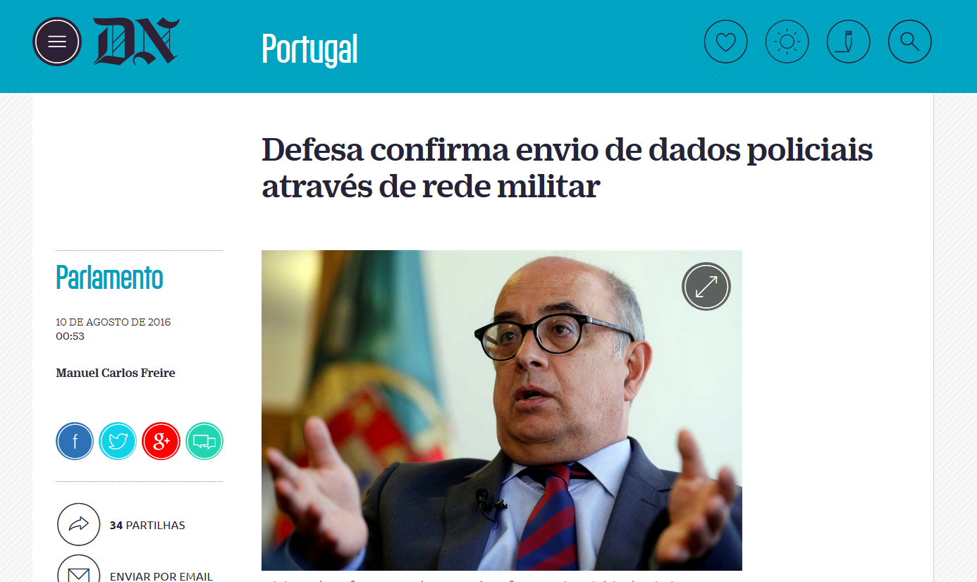 Defesa confirma envio de dados policiais por rede militar